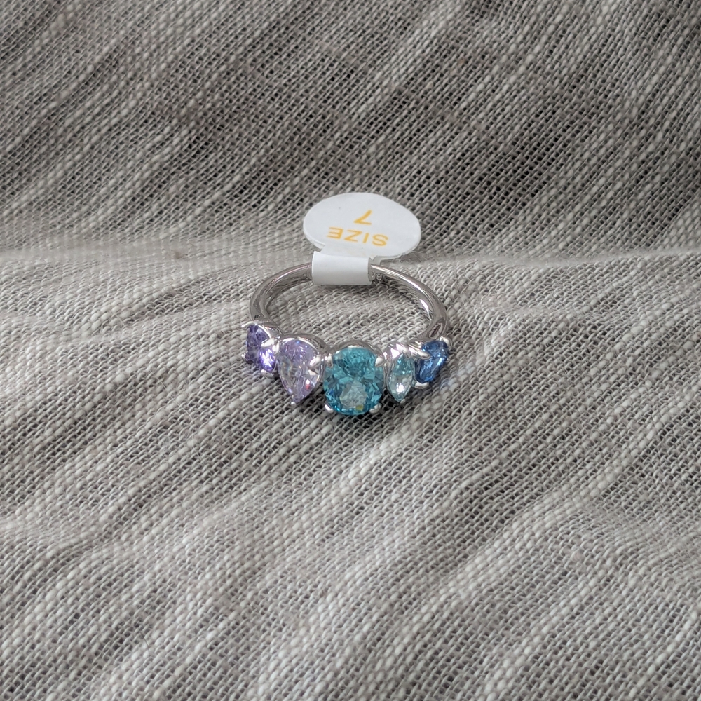 Blue and Purple Bohemian Ring with Silver Setting - Picture 3 of 3